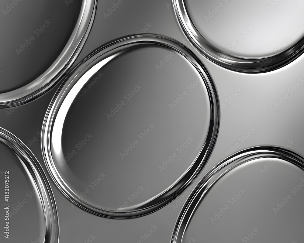Poster overlapping metallic circles abstract