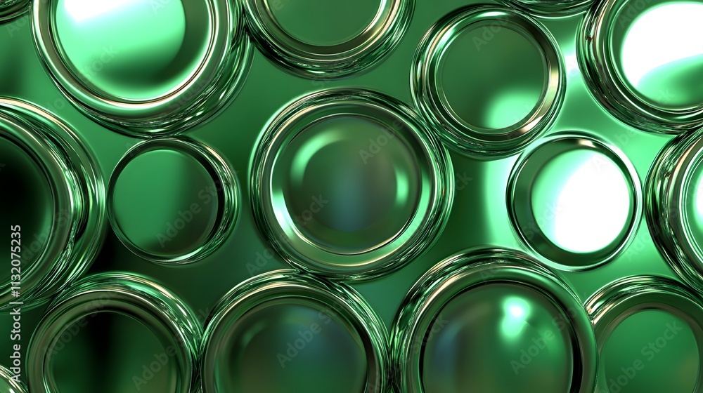 Aufkleber overlapping concentric green circles pattern