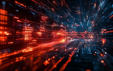 Fluctuating stock market graphs and financial trends displayed on a dynamic digital interface, glowing lines, hightech design