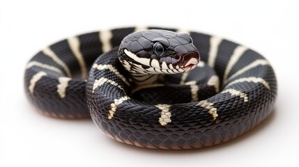 Obraz premium Captivating close-up of a slithering indian krait in serene wildlife