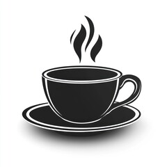 Obraz premium Hot coffee cup and saucer illustration.