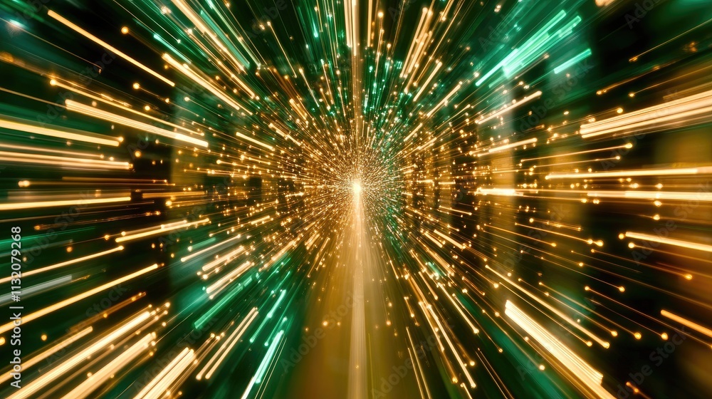 Poster dynamic burst of light with sparkling particles and radiant glow