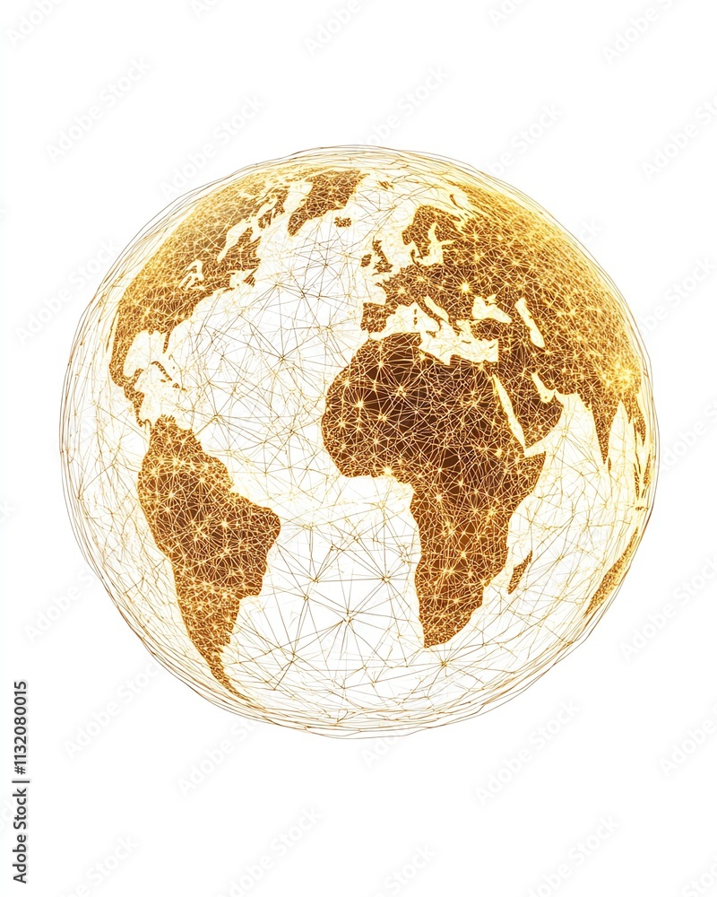 Poster hightech digital earth with illuminated lines representing global connections, futuristic network de