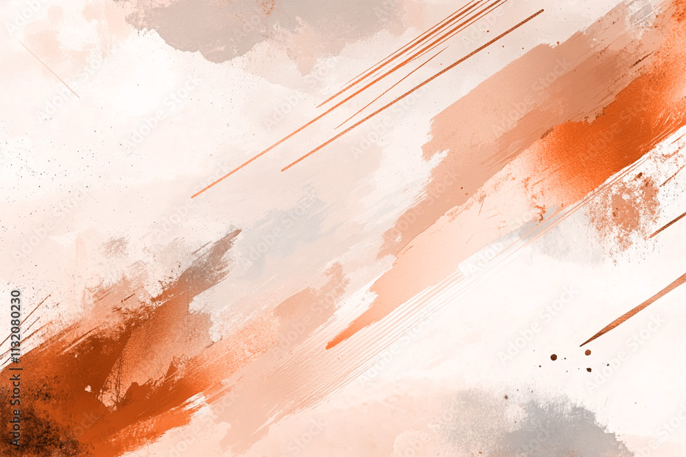 Poster abstract brushstrokes in soft beige and warm mocha tones creating a textured artistic background wit