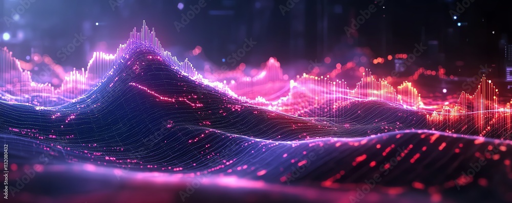 Poster modern stock market data visualization with fluctuating financial graphs, digital interface, and vib