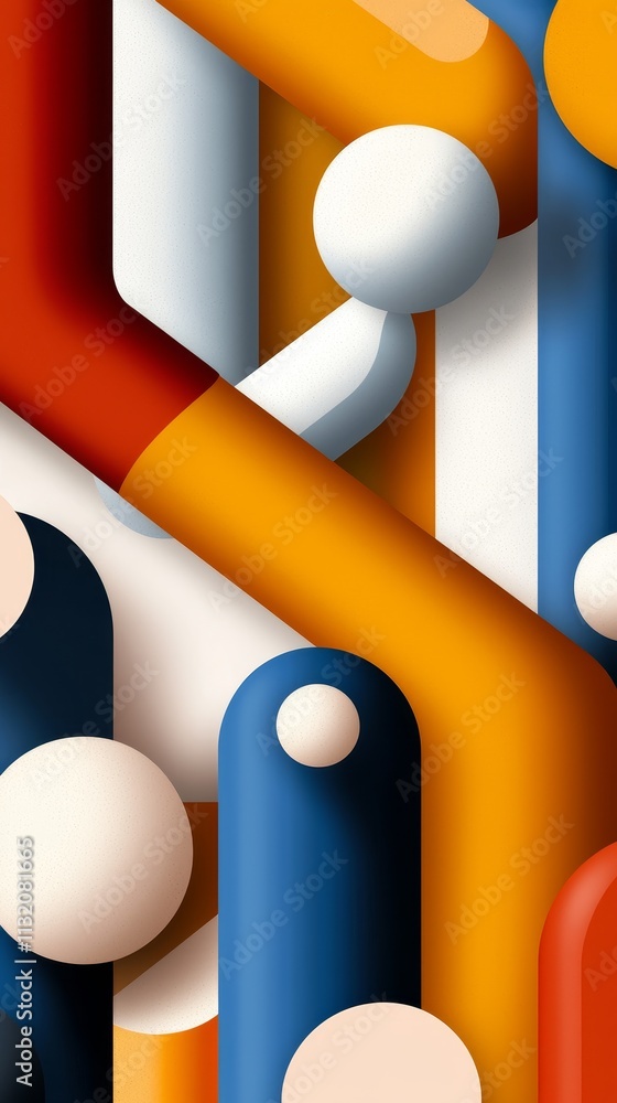 Poster Retro style background with colorful shapes digital art abstract view