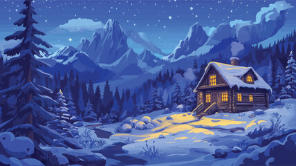 Fototapeta premium winter landscape with house