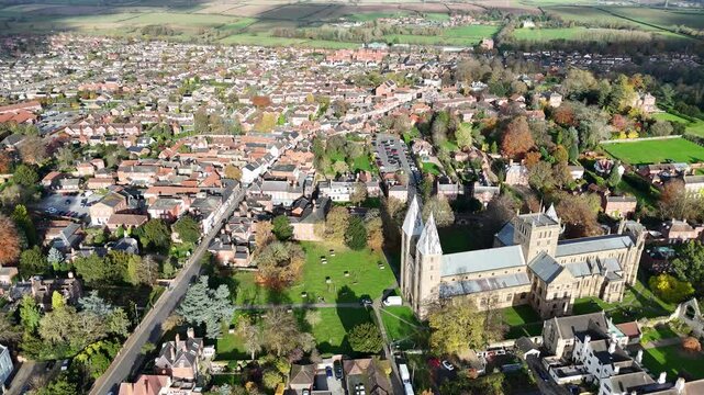 Southwell Nottinghamshire England ascending drone,aerial