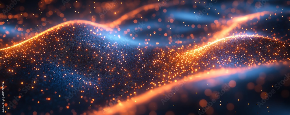 Poster cybersecurity concepts visualized with glowing locks and flowing data, representing technology and s