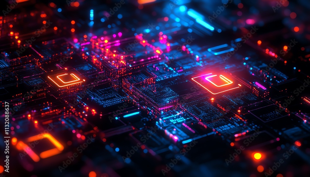 Aufkleber digital representation of cybersecurity with glowing padlocks and data flow, emphasizing technology,