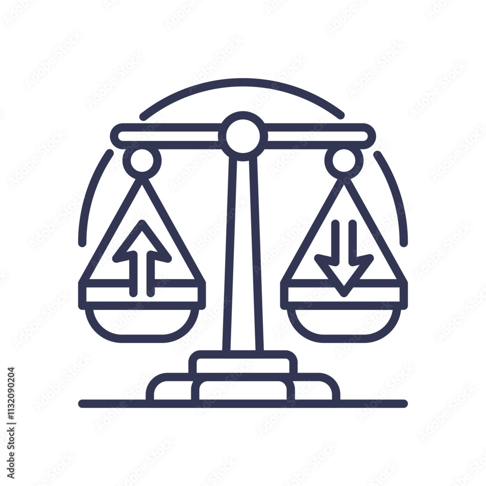 Poster a balance scale with arrows symbolizes evaluation and comparison.