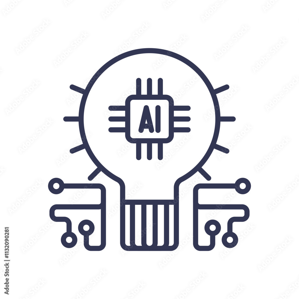Poster light bulb with ai chip symbolizes innovative thinking and technology integration.