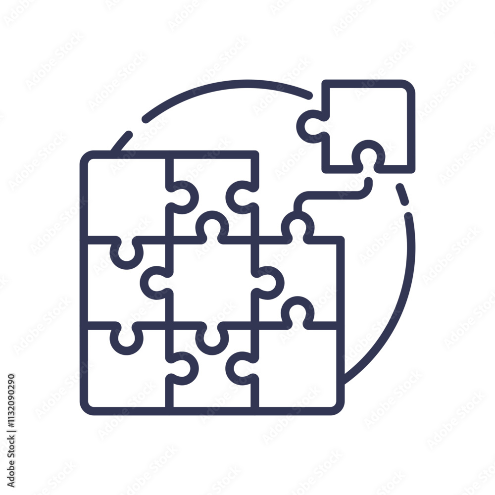 Poster puzzle pieces forming a circle, symbolizing integration and unity.