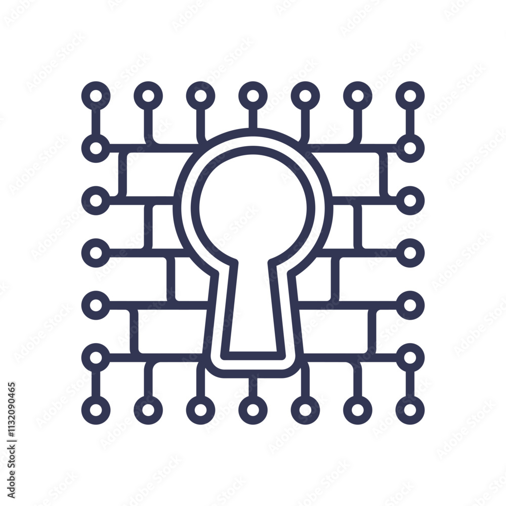 Aufkleber keyhole with circuit lines symbolizes digital access and security.
