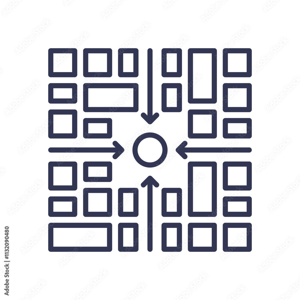 Aufkleber grid layout with central roundabout, symbolizing urban planning and efficient traffic flow.