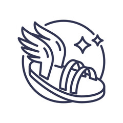 Winged sandal symbolizing speed and communication.