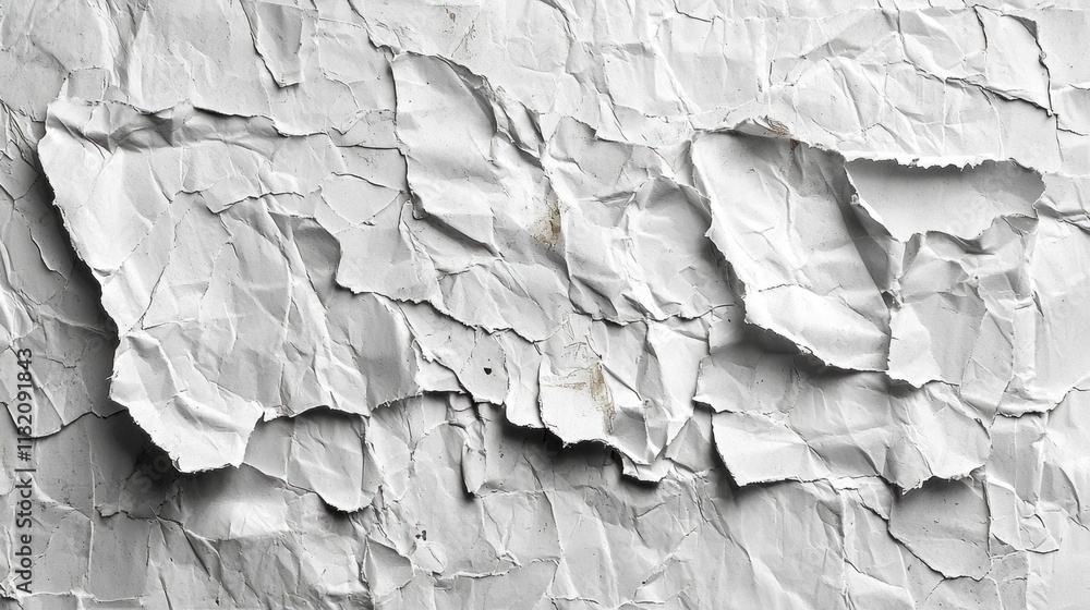 Leinwandbilder delicate, crumpled layers of white recycled craft paper showcase intricate textures and shadows, per