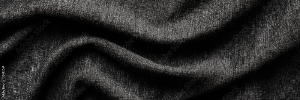 Poster dark gray fabric texture with soft waves and folds.