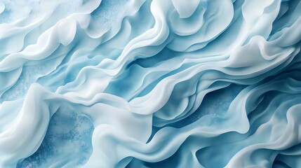 Obraz premium Soft gradients of baby blue evoke a sense of tranquility, while white and blue waves create an abstract background.