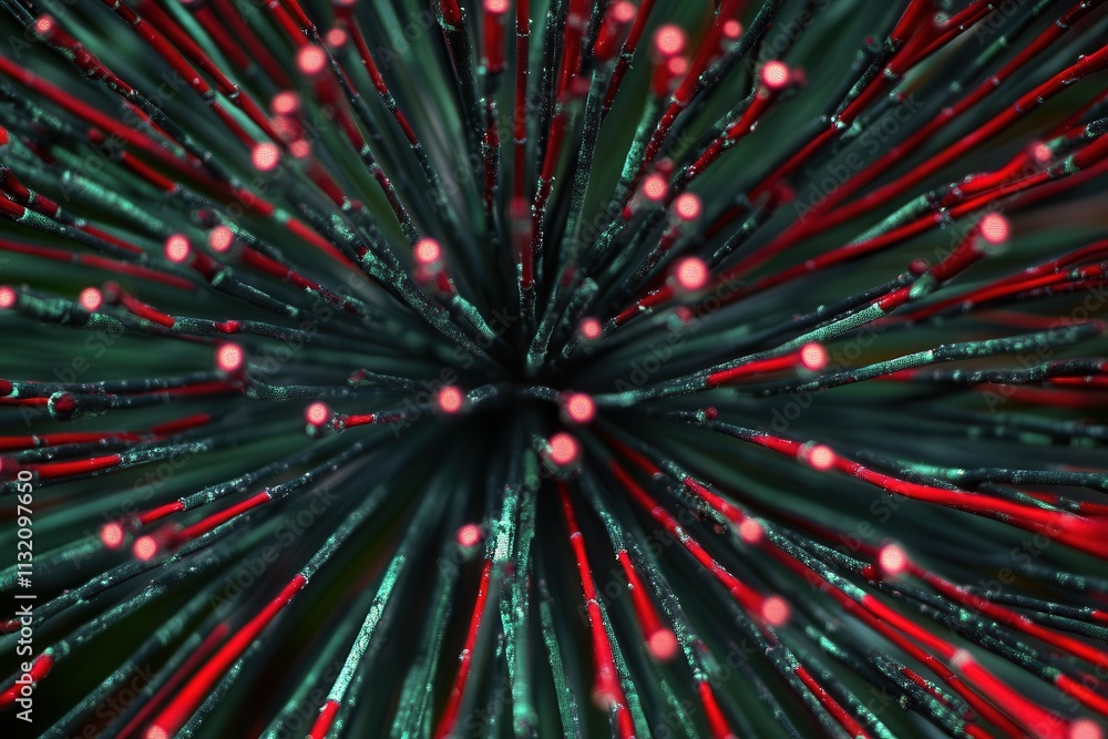 Poster abstract representation of dynamic lines with glowing elements.