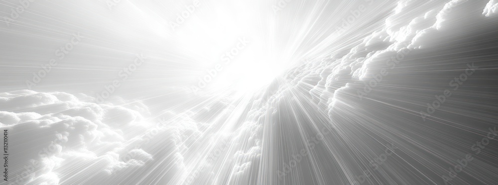Poster radiant white rays abstract composition with minimalist 3d striped pattern for modern business prese