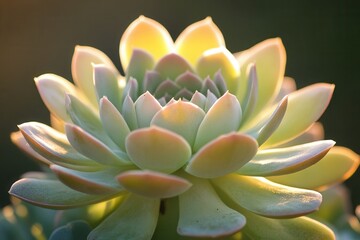 Close-up of a succulent plant with soft sunlight.