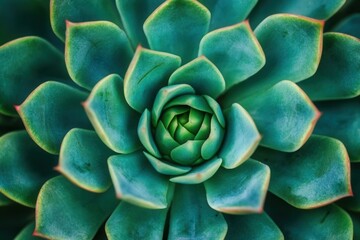 Fototapeta premium Close-up of a succulent plant with vibrant green leaves.