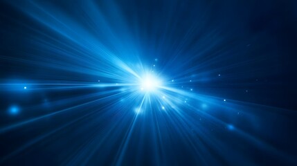 Obraz premium Light blue ray dark blue background. Generative AI.