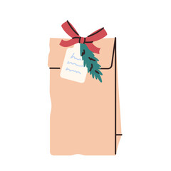 Christmas craft bag . Gift wrapping. Paper package.
