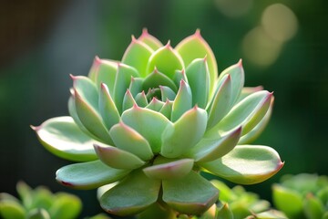 Fototapeta premium Close-up of a vibrant succulent plant with green leaves.