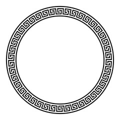 Patterns of Greece and ancient Rome. Vector round monochrome classic frame. Greek meander. Circle european border. Round antique border from Greek. Typical egyptian, assyrian and greek motives 