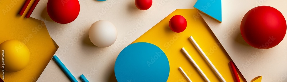 Poster dynamic graphic design with colorful shapes and background elements