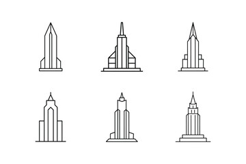 Obraz premium skyscraper icon line art vector illustration