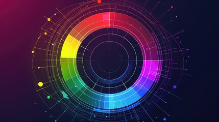 Fototapeta premium Vibrant Circular Color Wheel on Digital Abstract Background