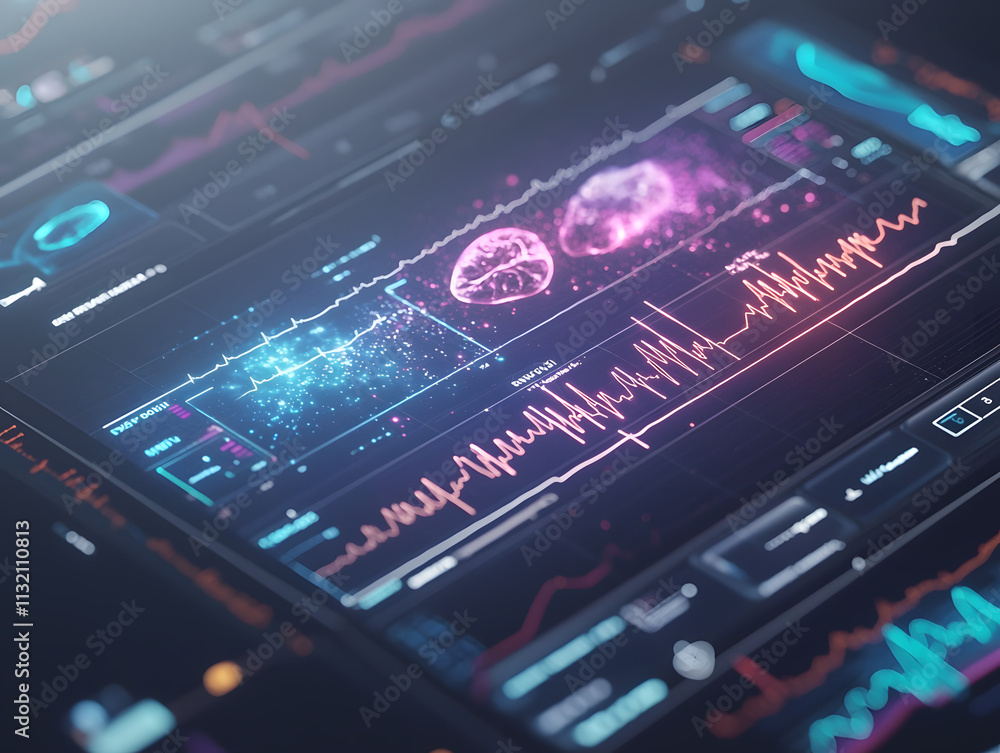 Poster data analysis dashboard digital workspace infographic display futuristic environment close-up view t