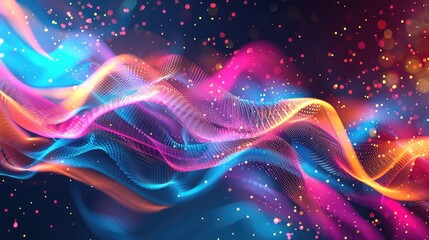 Obraz premium Vibrant Abstract Waves with Colorful Light Streaks