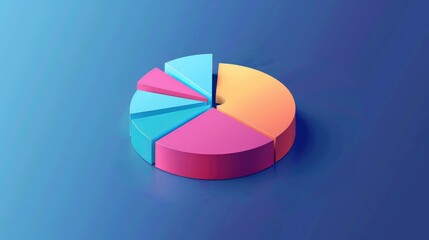 Fototapeta premium Vibrant 3D Pie Chart on Blue Gradient Background