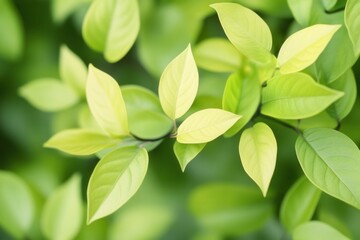 Obraz premium Close-up of vibrant green and yellow leaves.