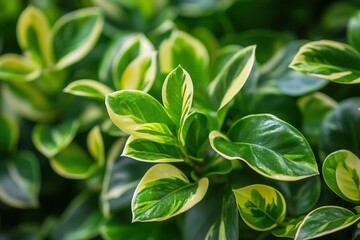 Obraz premium Close-up of vibrant green and yellow variegated leaves.
