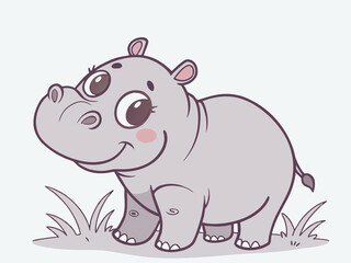 Obraz premium cartoon, animal, hippo, illustration, vector, mammal, wild, hippopotamus, rhino, wildlife, zoo, art, nature, cute, fun, elephant, rhinoceros, character, drawing, comic, safari, pig, animals, bear, fun
