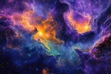 Fototapeta premium Celestial Nebula Swirling Cosmic Colors Across Space