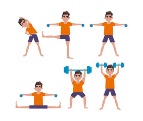 People character doing sport collection