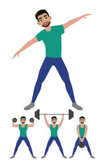 People character doing sport collection