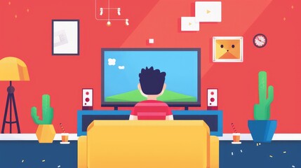 Vibrant Living Room with TV Screen and Cozy Decor