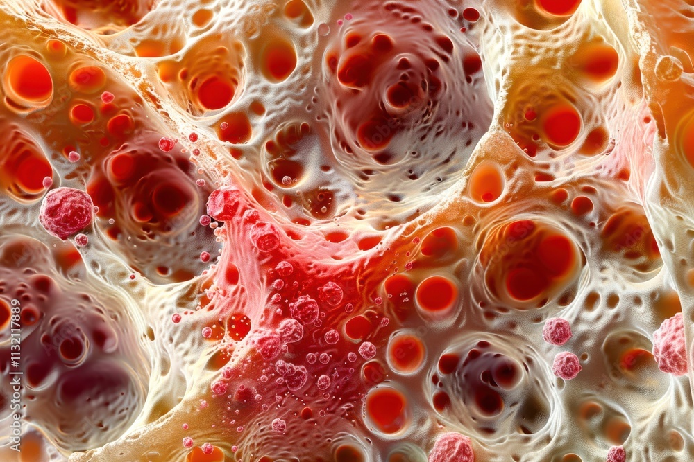 Poster epidermal layer: a close-up image of human skin cells in the epidermal layer, illustrating the struc