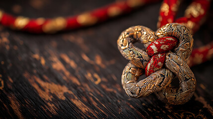 Naklejka premium traditional Chinese knot featuring intricate patterns and vibrant colors, symbolizing good fortune and unity