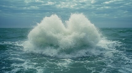 Naklejka premium Dramatic Ocean Waves Crashing Powerful Sea Spray Blue Water Nature