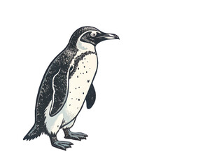 Fototapeta premium a penguin retro illustration on transparent