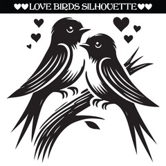 Fototapeta premium Love birds silhouette vector illustration. valentine vector