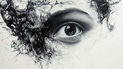 Fototapeta premium Abstract Monochromatic Eye: A Study in Depth and Emotion